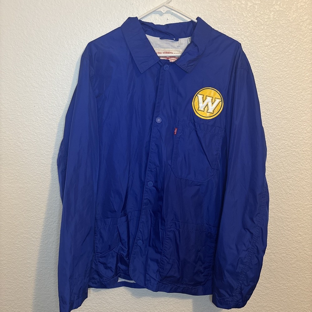 Levis Golden State Warriors Jacket Hat Bundle XL Blue Windbreaker Snapback‎
